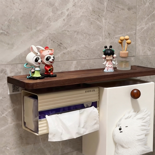 中古风小狗卫生间置物架浴室收纳壁挂式纸巾盒厕所马桶侧边储物柜