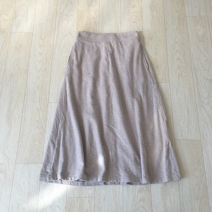 女装日单半松紧腰双口袋A字型纯色中长款纯色简约百搭春秋半身裙