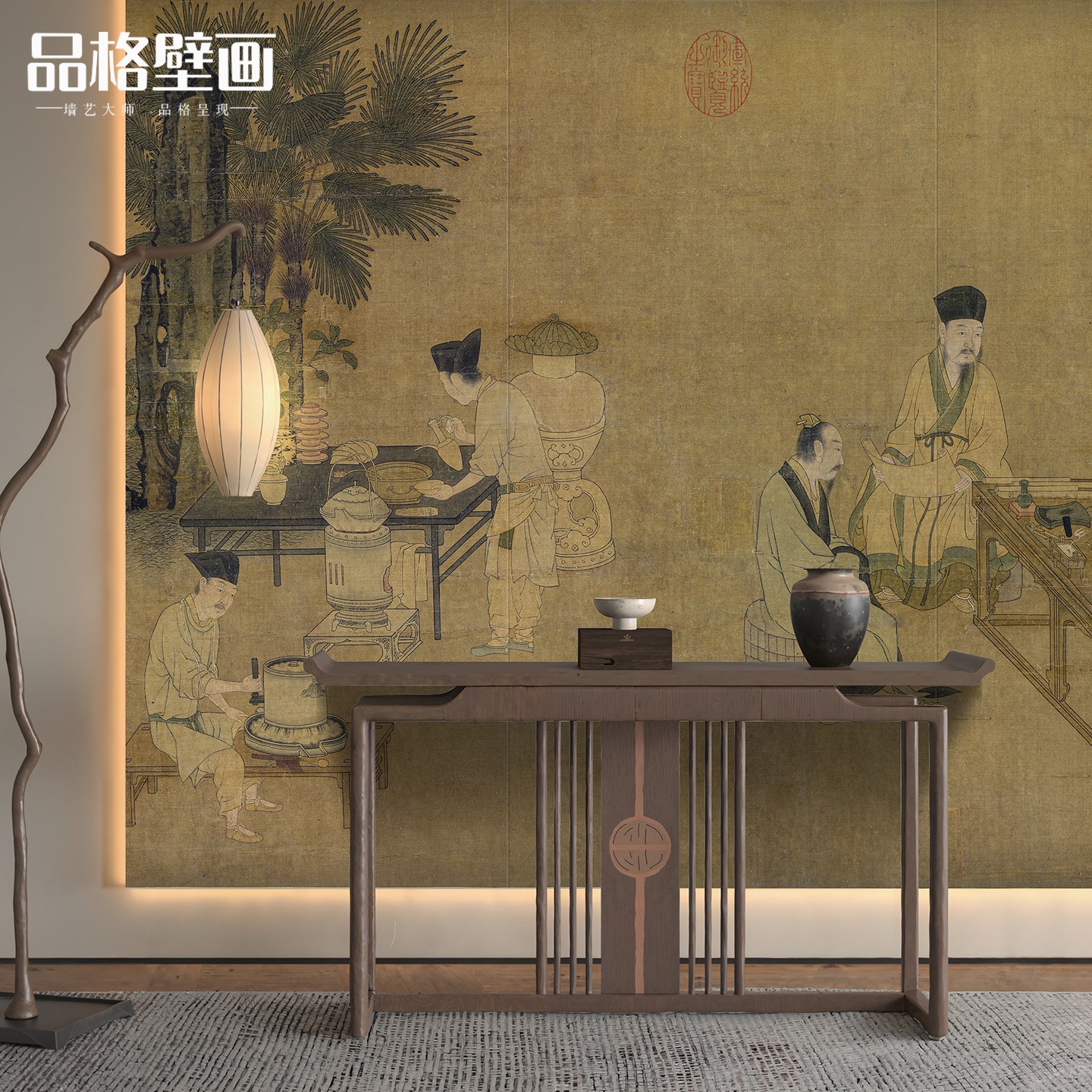 品格壁画中古风茶室壁纸顺丰包邮