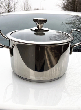 出口高品质20cm汤锅家用食品级304不锈钢双耳加厚锅底深炖锅煮粥