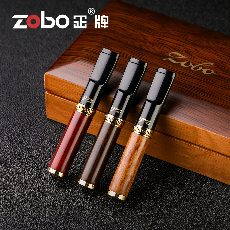 zobo正牌檀木烟嘴过滤器香烟具细支可清洗循环型粗细两用实木烟嘴