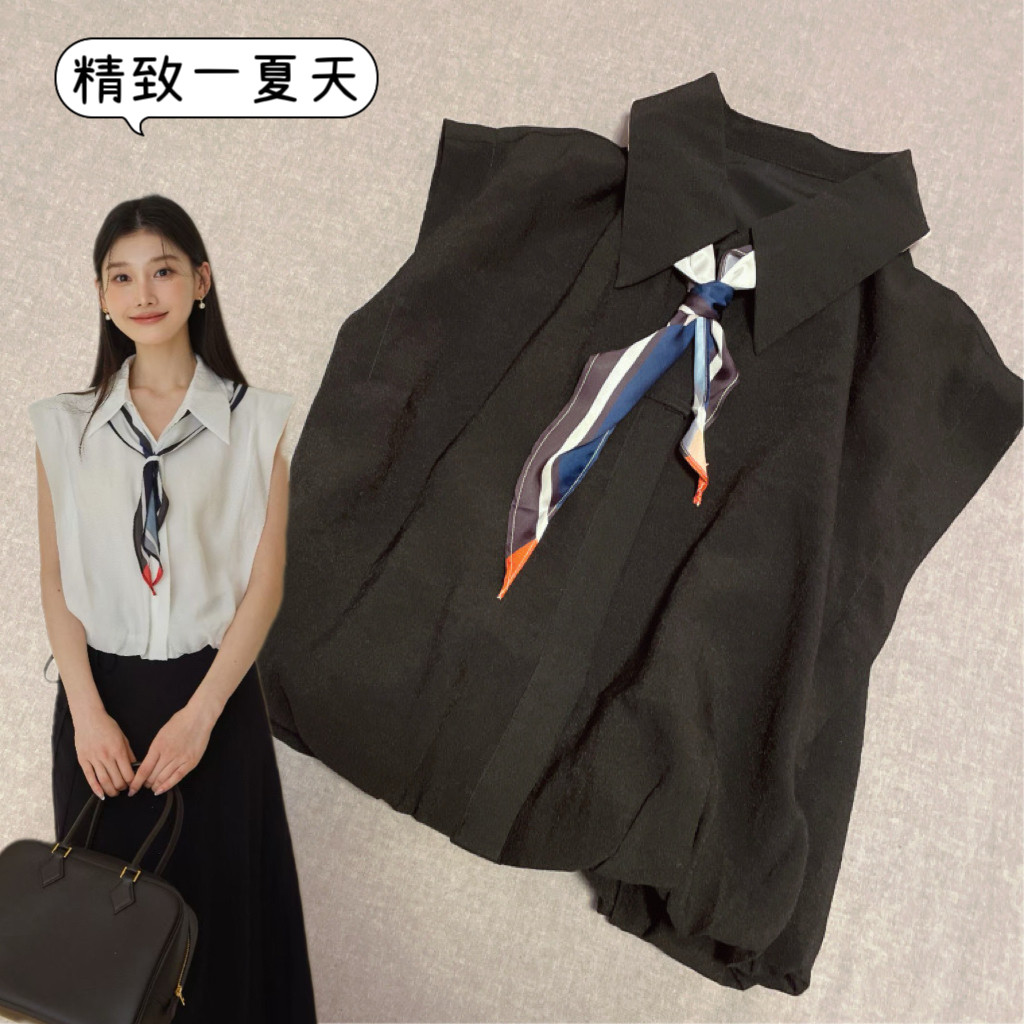 精致女人优雅女式短袖专柜版无袖衬衫新款春夏无袖上衣