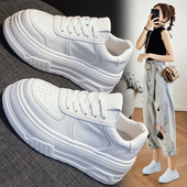 女2026春季 新款 爆款 真皮小白鞋 透气超火厚底增高松糕百搭休闲板鞋