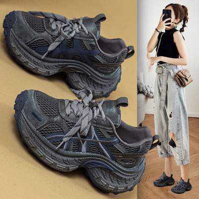 加绒厚底增高老爹鞋女百搭新款