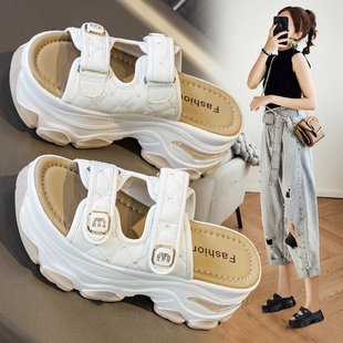 增高配裙子沙滩拖鞋 超火半拖鞋 女夏外穿高级感2025新款 厚底凉拖鞋