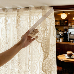 魔术贴窗帘纱帘遮阳阳台隐私帘透光飘窗帘厕所免钉窗帘内开窗窗帘