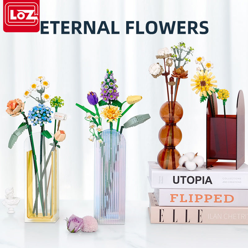 LOZ/俐智花束积木小颗粒拼装玩具模型装饰插花办公室礼物居家摆件