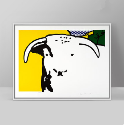 波普艺术油画 现代简约客厅三联画北欧餐厅装饰画 罗伊-公牛头