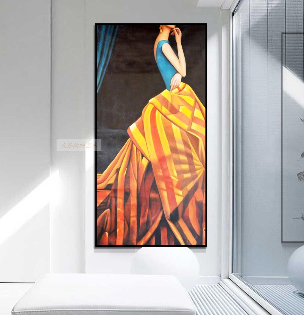 欧式服装店美容院理发店现代简约大坚版油画装饰画挂画墙画壁画图片