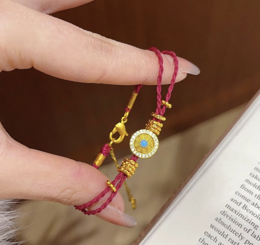 金店同款沙金红绳财绕八宝罗盘手链可转动点钻绿松圆牌手绳送女友,饰品/流行首饰/时尚饰品新,手链,淘宝优惠券,粉丝福利购,淘宝优惠卷