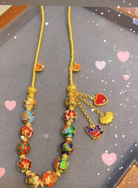 福满传家十二花神黄金项链珐琅工艺金珠计价定制