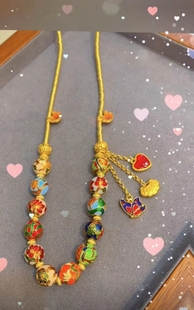 福满传家十二花神黄金项链珐琅工艺金珠计价定制