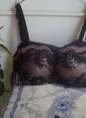 性感聚拢加厚抹胸式文胸 小胸 70B70C75B75C80B 黑色胸罩