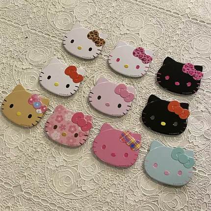 2月到货 日本正品三丽鸥hellokitty脸部造型黑皮豹纹吧唧徽章盲盒