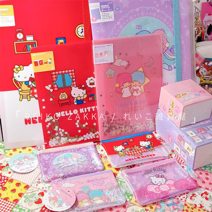 现货 日本sunstar三丽鸥hellokitty双子星流沙收纳包A4A5文件夹