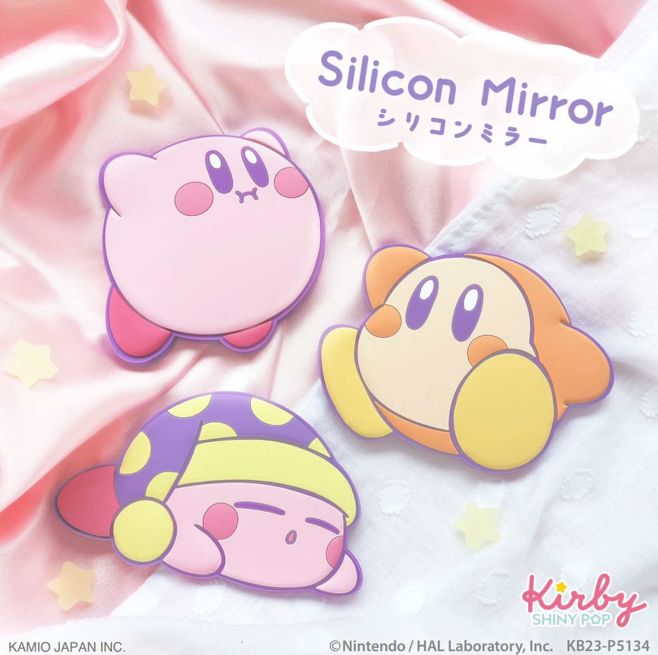 现货 日本采购星之卡比kirby硅胶随身化妆镜手拿镜 睡眠卡比