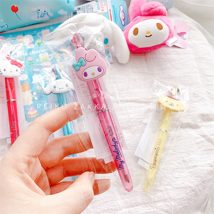 스포트 일본 산리오 SANRIO 신나몬개멜로디 푸딩 개 쿠로메 2색프레스 볼펜