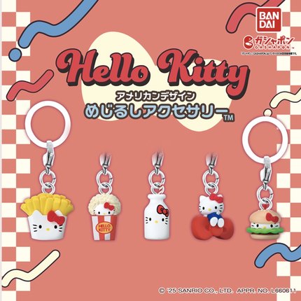 在途日本bandai万代三丽鸥hellokitty薯条爆米花美食伞标吊饰扭蛋