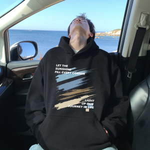 潮流彩色水墨图案连帽卫衣男A425-Q3688-P58控78面料65%棉35%聚酯，男装卫衣，电商A425