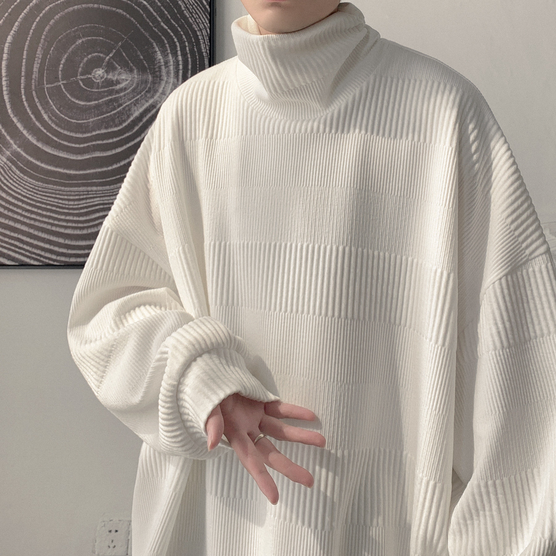 半高领堆堆领肌理面料打底衫卫衣A425-Y321-P68控78，男装T恤，电商A425