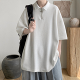 简约纯色半开拉链短袖T恤A425-T5320-P45控59面料聚酯，男装T恤，电商A425