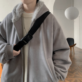 百搭麂皮绒棉服连帽外套毛领A425-W9121-P120控168面料92%聚酯8%，男装棉衣，电商A425