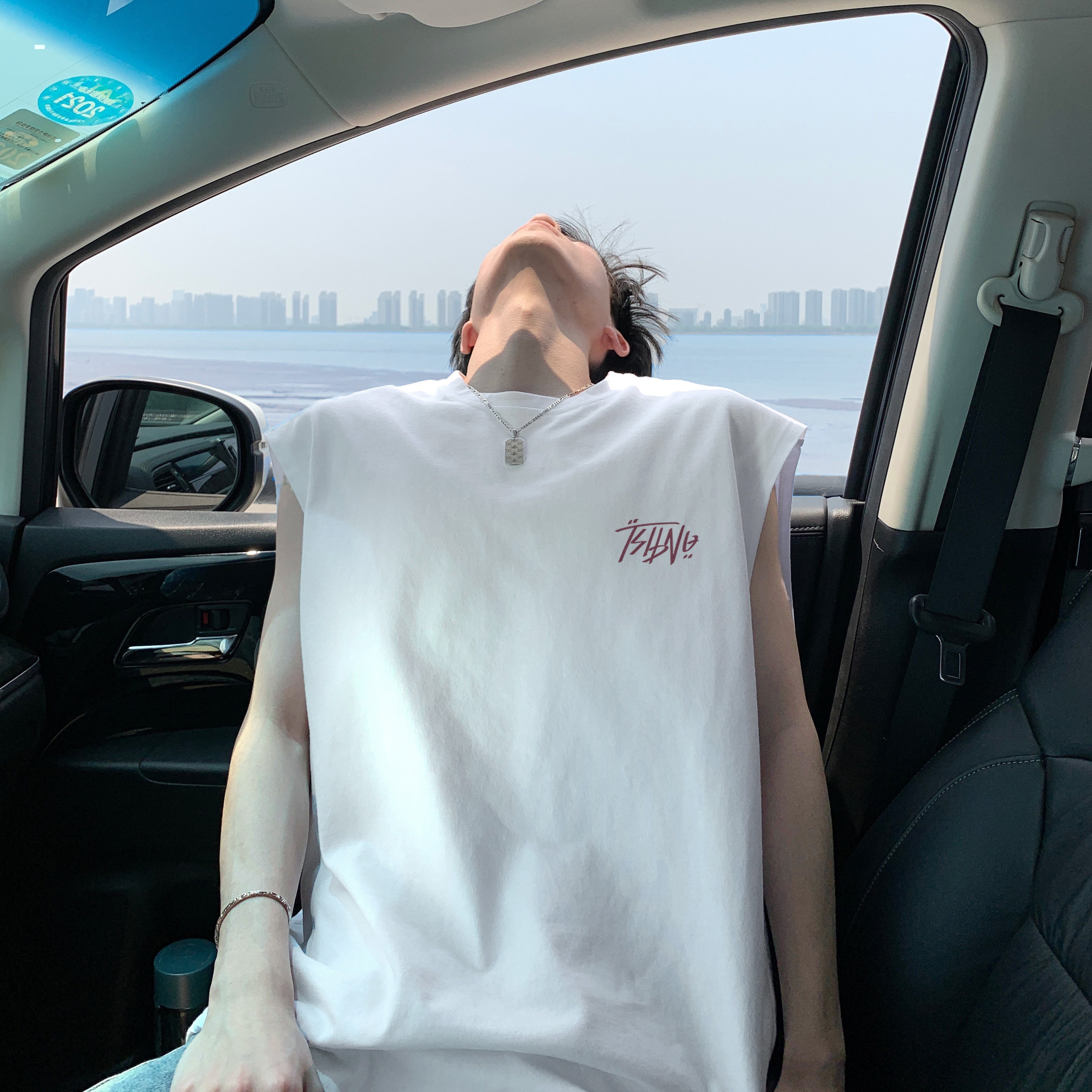 潮流手写字背心T恤男A425-BX3674-P28控38面料棉，男装T恤，电商A425