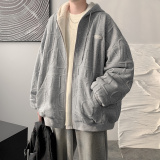 羊羔毛连帽立体字母连帽外套棉服A425-Y528-P108控128，男装棉衣，电商A425