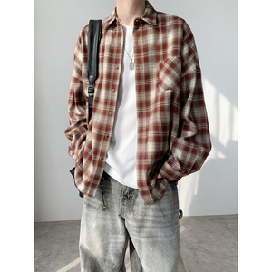 格纹长袖衬衫A425-C2788-P55控78面料50%粘胶纤维5%氨纶45%涤纶，男装衬衫，电商A425