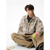 潮流格子呢料外套夹克A425-N985-控118面料聚酯-呢料，男装夹克，电商A425