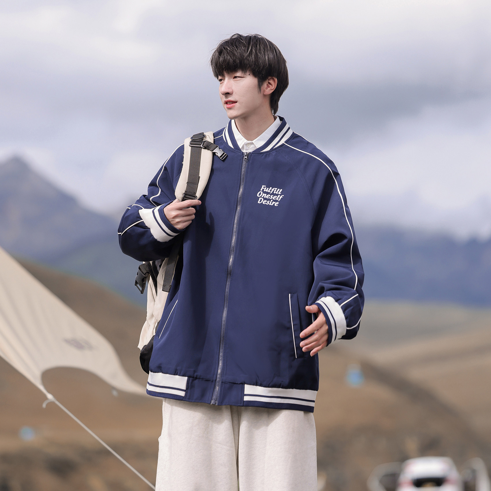 潮流日系棒球服夹克外套男A425-W6301-P98控128面料聚酯,男装夹克,电商A425