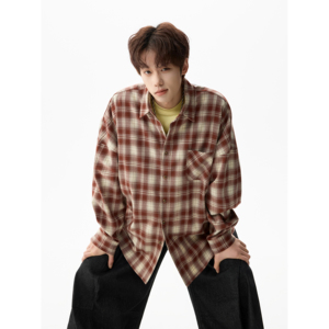 潮流百搭格子长袖衬衫A425-C2788-控78面料50%人棉5%氨纶45%涤纶，男装衬衫，电商A425