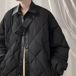 百搭纯色菱形格棉服外套A425-W9132-p118控158面料聚酯图片