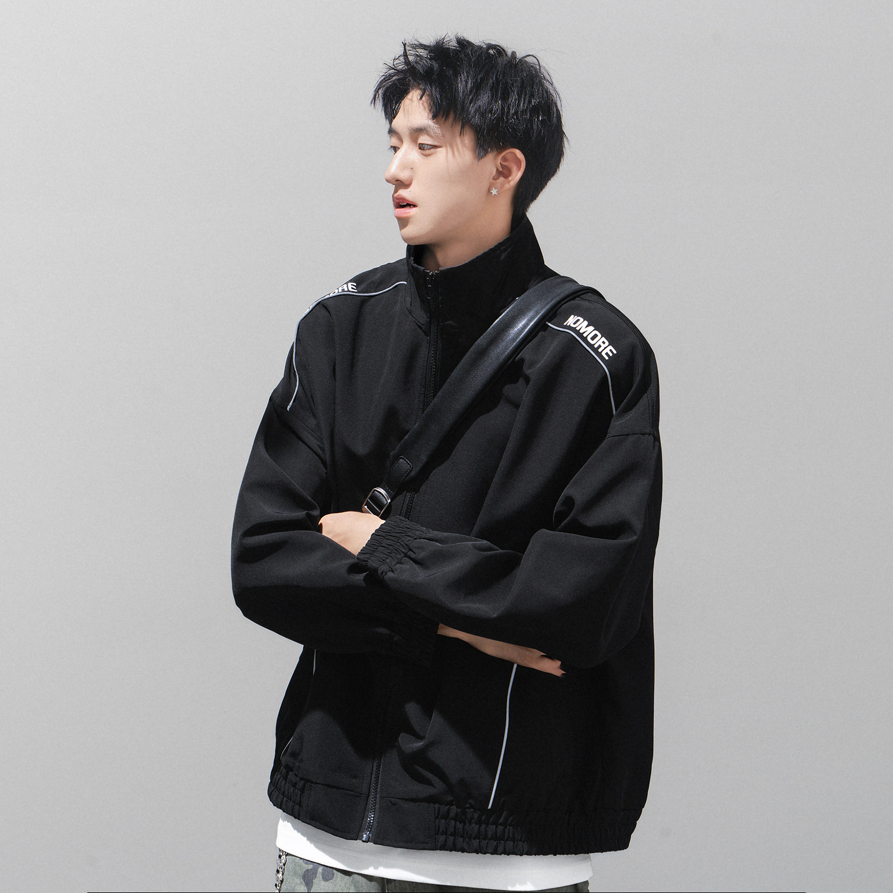 潮流反光条拼接立领夹克外套A425-W6308-P108控138面料聚酯,男装夹克,电商A425