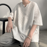 暗纹肌理面料小缺口领短袖T恤A425-T1263-P38控49，男装T恤，电商A425