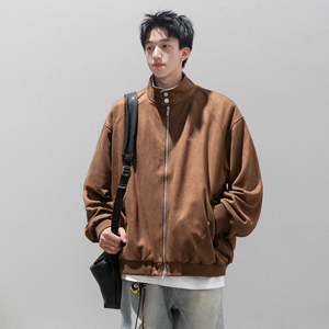 潮流格子拼接麂皮绒外套夹克A425-W6309-P108控138面料聚酯图片