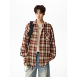 潮流百搭格子长袖衬衫A425-C2788-控78面料50%人棉5%氨纶45%涤纶，男装衬衫，电商A425