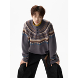 潮流费尔岛半门襟纽扣针织毛衣A425-M26654-P98控118面料聚酯，男装针织衫/毛衣，电商A425