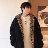 潮流呢料豹纹连帽开衫棉服外套A425-Y531-P138控188面料聚酯，男装棉衣，电商A425