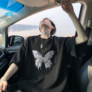 潮流水墨蝴蝶图案短袖T恤A425-T3733-P28控38面料棉,男装T恤,电商A425