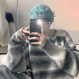 条纹渐变圆领毛衣A425-M93-P78控98，男装针织衫/毛衣，电商A425