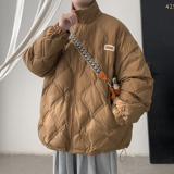 双线菱形格立领棉服外套A425-W939-P128控158，男装棉衣，电商A425