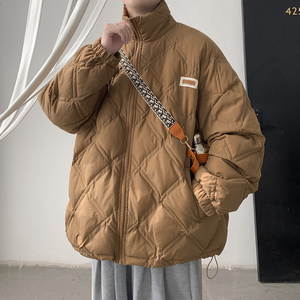 双线菱形格立领棉服外套A425-W939-P128控158