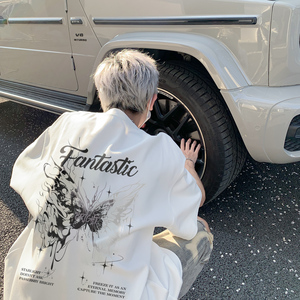潮流蝴蝶字母排版短袖T恤A425-T4012-P35控48面料棉图片
