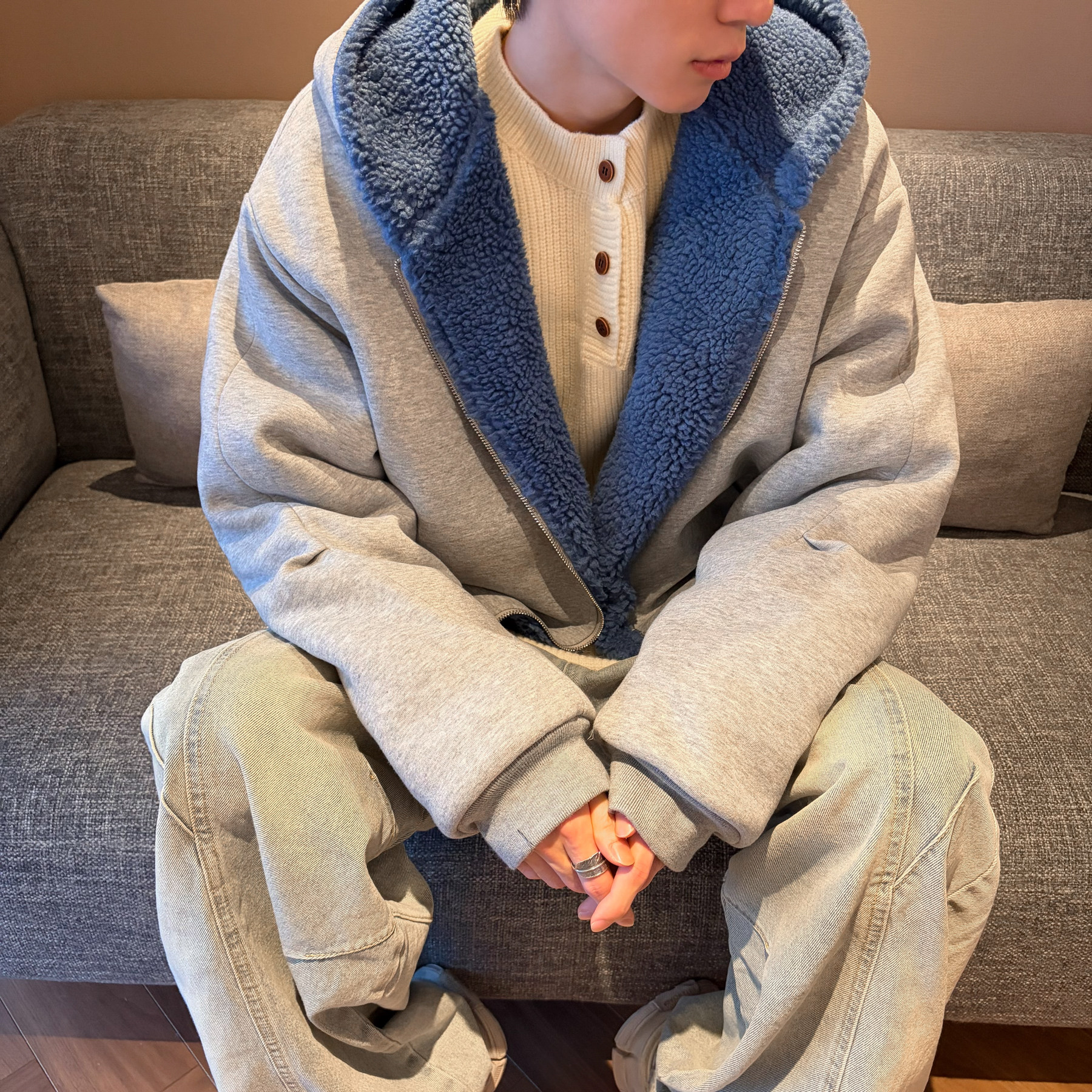 潮流撞色羊羔毛毛内连帽外套A425-Y530-p80，女装短外套，电商A425