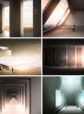 虚拟建筑空间场景合成震撼背景使命梦想PSD分层设计元素材图70408