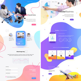 时尚彩色渐变流动感现代商务企业宣传网页模板psd设计素材940416