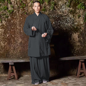 禅修服灰色罗汉衫 慈缘棉麻僧服和尚服春秋季 新款 僧衣禅服