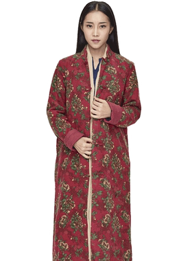 新中式中长款中国风女士棉袄大衣