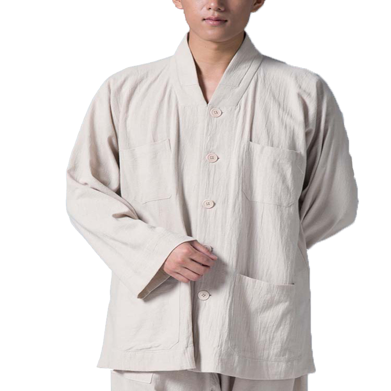 慈缘棉麻春秋季长袖短衫僧服短褂